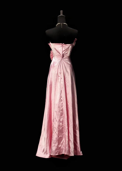 Strapless A Line Pink Satin Formal Prom Dress  P1972