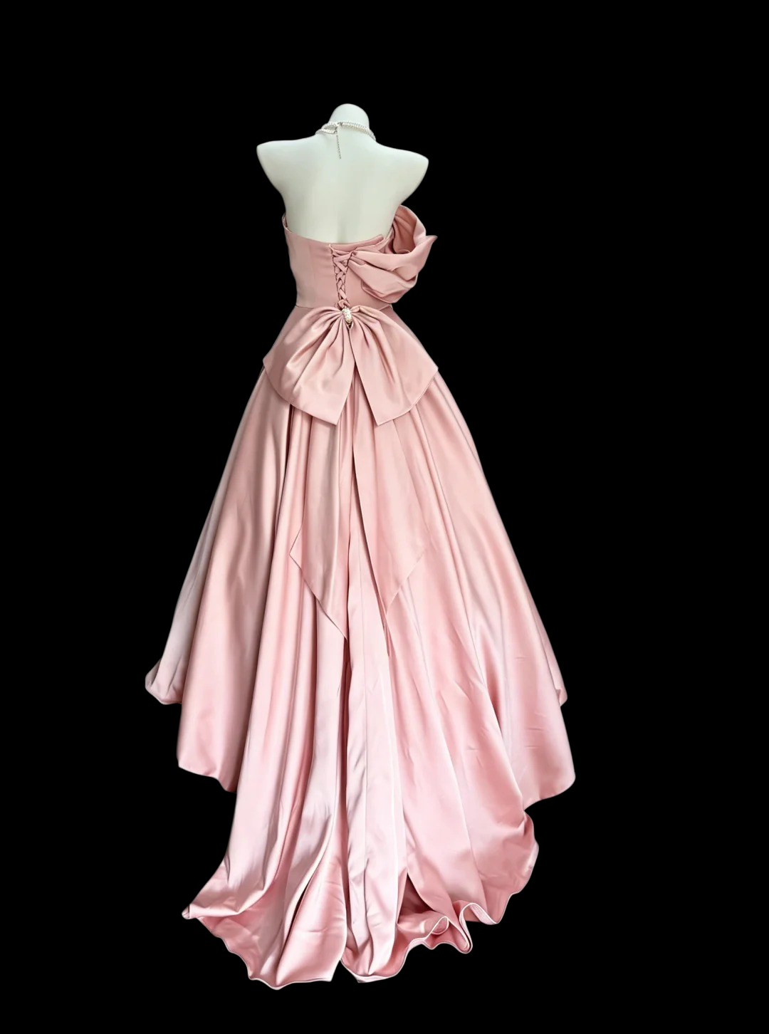 Strapless A Line Pink Satin Formal Prom Dress Sweet Evening Gowns  P1985