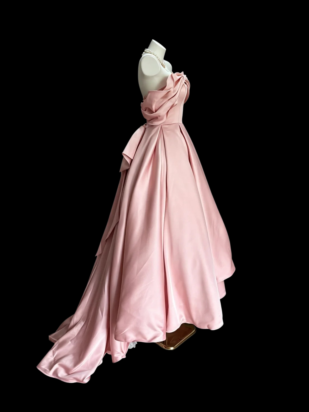 Strapless A Line Pink Satin Formal Prom Dress Sweet Evening Gowns  P1985