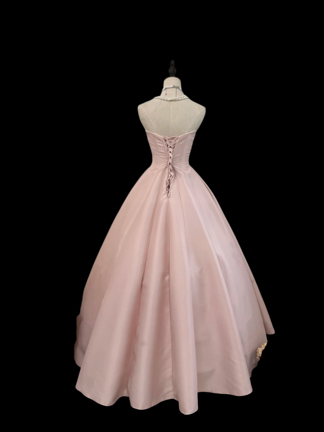 Strapless A Line Pink Satin Prom Dress Sweet Birthday Dress  P1792