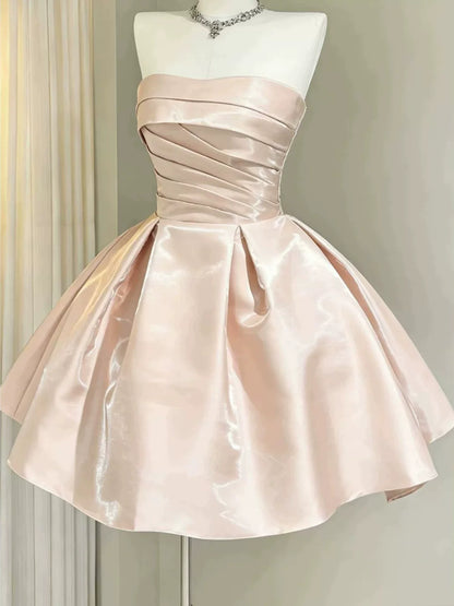 Strapless A Line Pink Short Homecoming Dress Birthday Dress   P1753