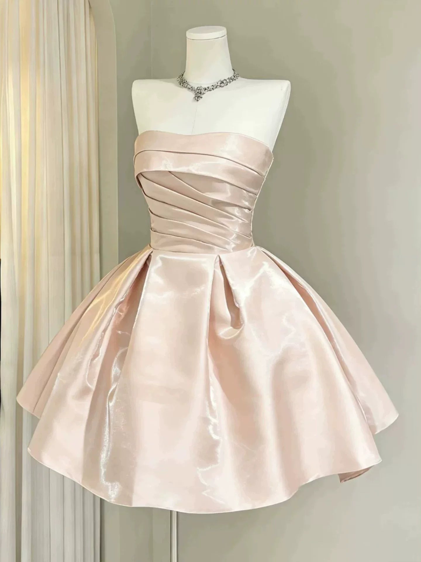Strapless A Line Pink Short Homecoming Dress Birthday Dress   P1753
