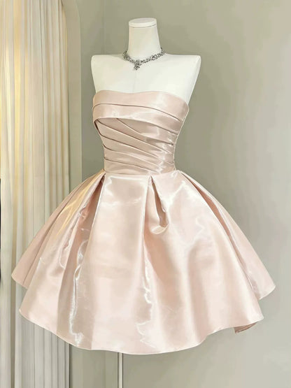 Strapless A Line Pink Short Homecoming Dress Birthday Dress   P1753