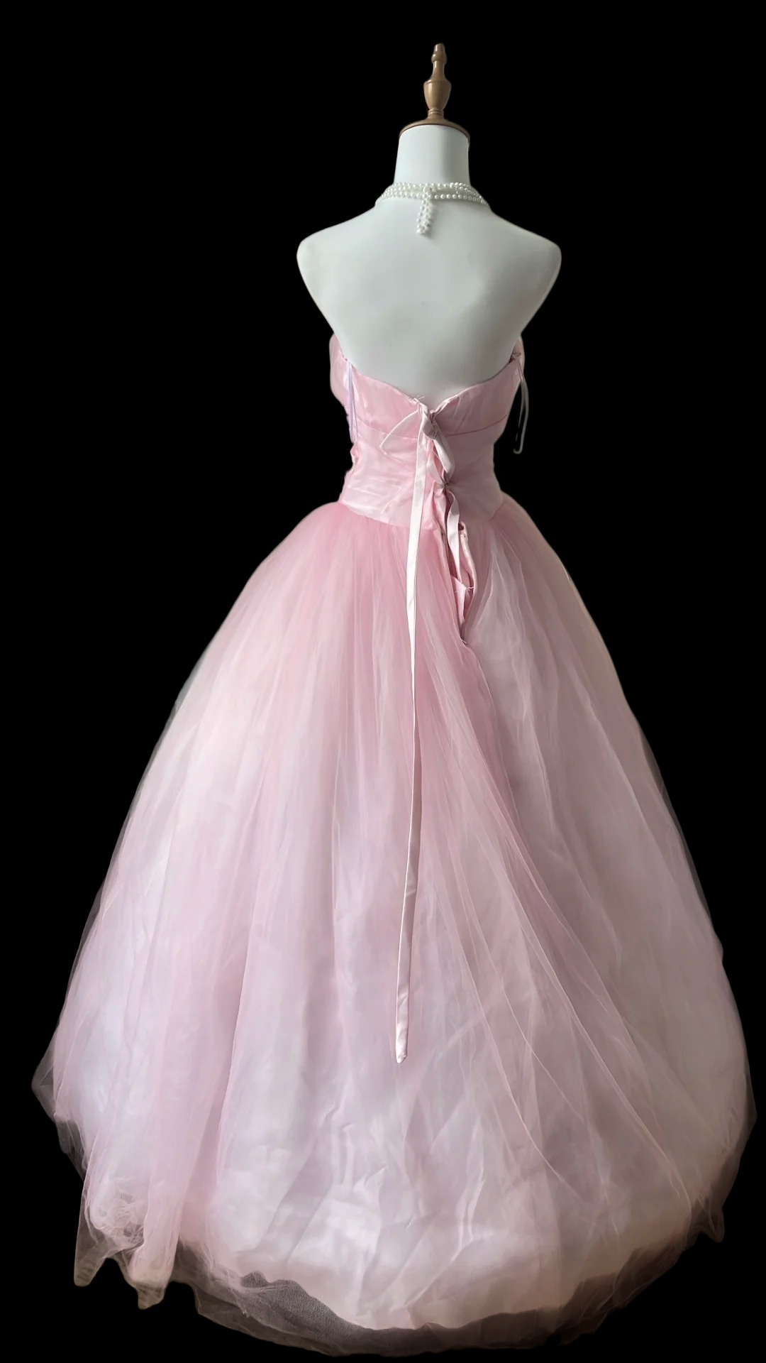 Strapless A Line Pink Tulle Formal Prom Dress P1886