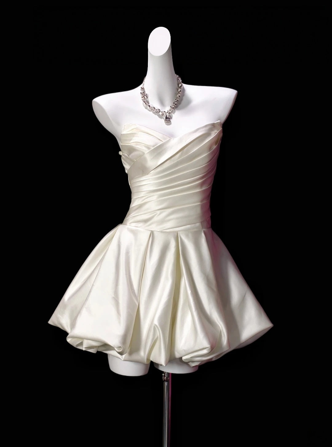 Strapless A Line Satin Birthday Dress Short Homecoming Dress  P1978