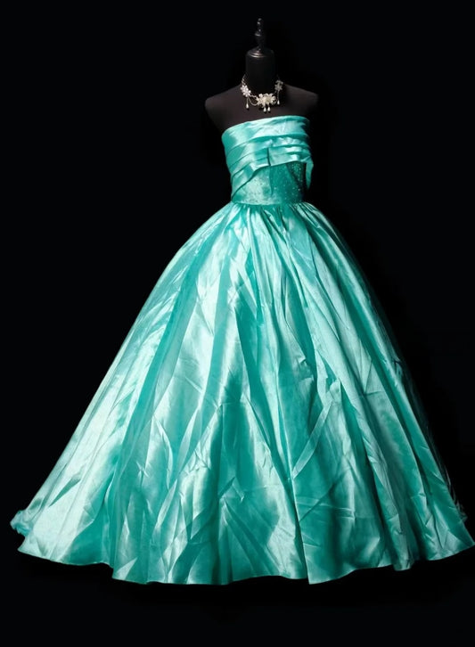Strapless A Line Satin Formal Prom Dress Wedding Guest Dress  P1962