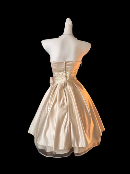 Strapless A Line Satin Homecoming Dress With Bow  P1793
