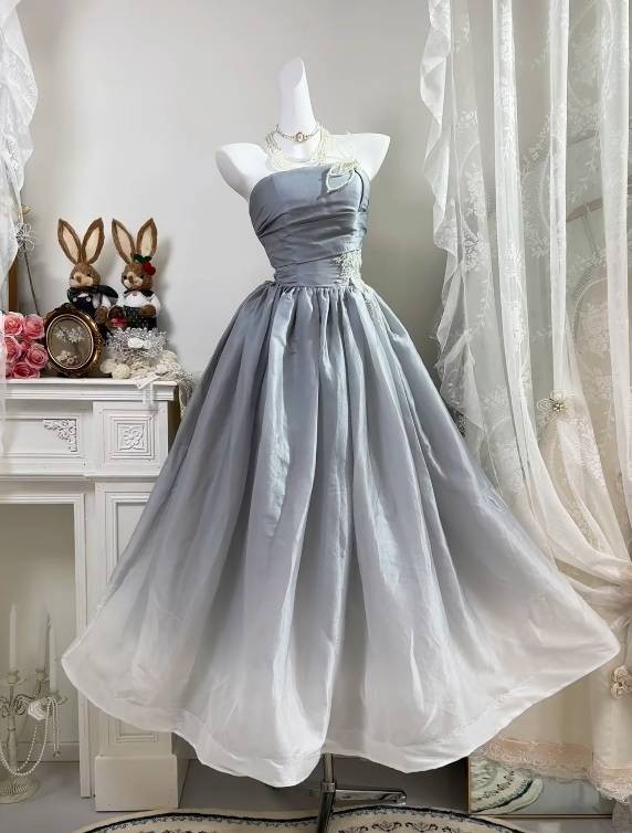Strapless A Line Wedding Guest Dress Gradual Evening Dress   P1837