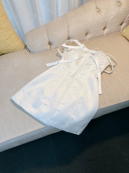 Strapless A Line White Satin Homecoming Dress Short Birthday Dress  P1747