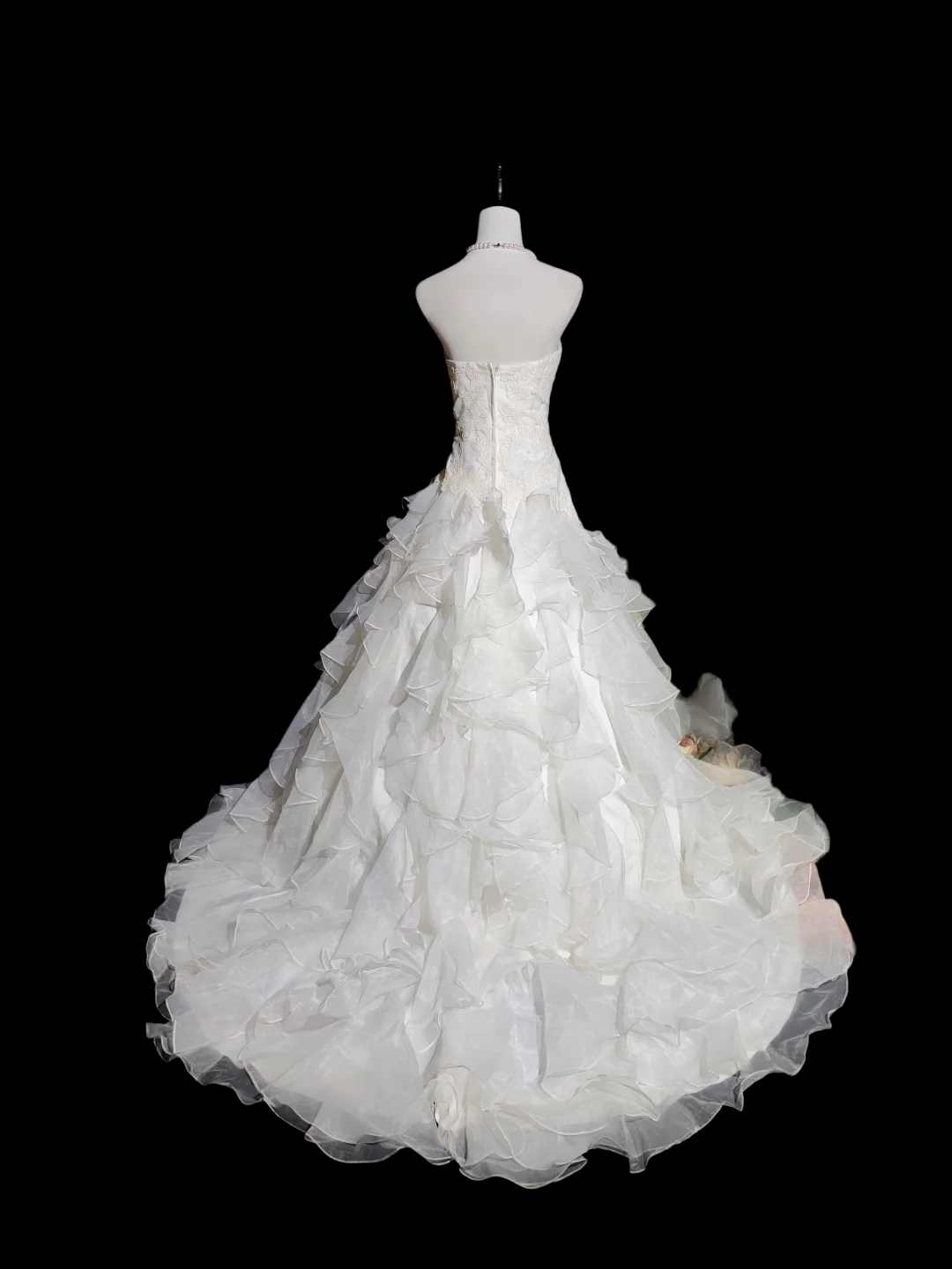 Strapless Ball Gown Ivory Sweet 16 Birthday Dress Ruffled Prom Dress  P1050