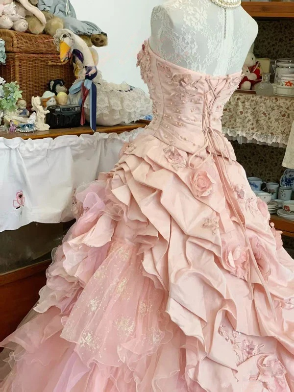 Strapless Ball Gown Pink Quinceanera Dresses Sweet 16 Birthday Dress  P1218