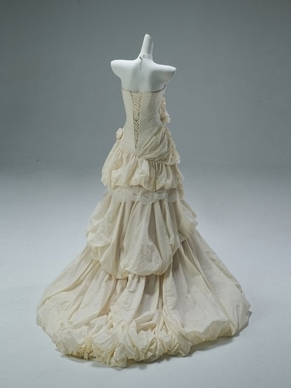 Strapless Beige Retro Quinceanera Dresses Flora Sweet 16 Birthday Dress  P1186