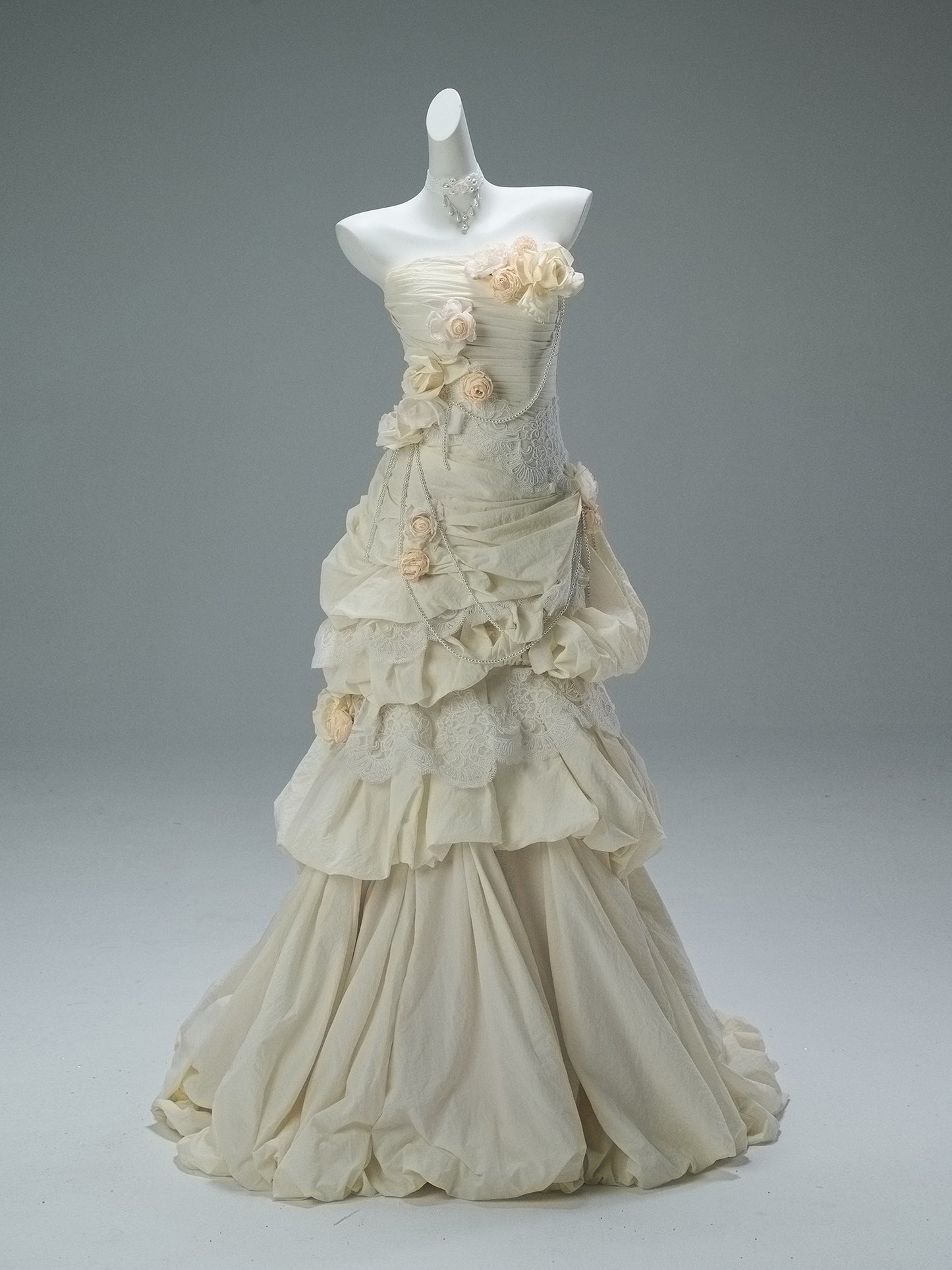 Strapless Beige Retro Quinceanera Dresses Flora Sweet 16 Birthday Dress  P1186