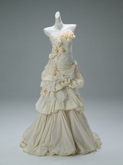 Strapless Beige Retro Quinceanera Dresses Flora Sweet 16 Birthday Dress  P1186