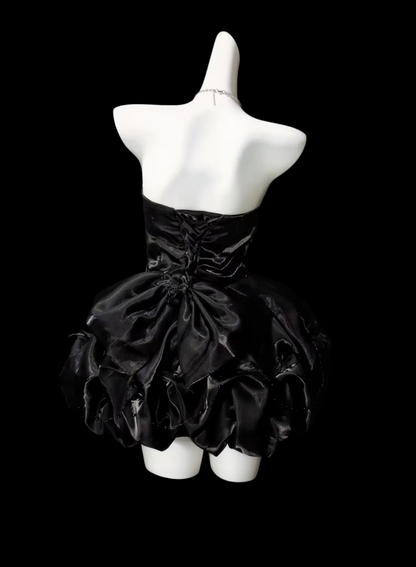 Strapless Black A Line Homecoming Dress Sweet Birthday Dress  P1969