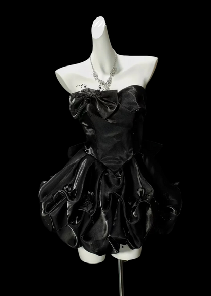 Strapless Black A Line Homecoming Dress Sweet Birthday Dress  P1969