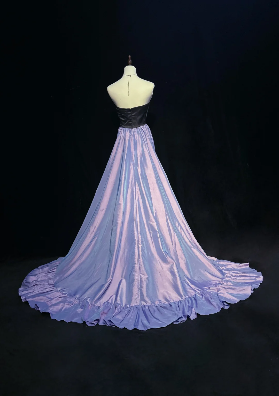 Strapless Black Lilac High Low Party Dress Formal Prom Dress  P832