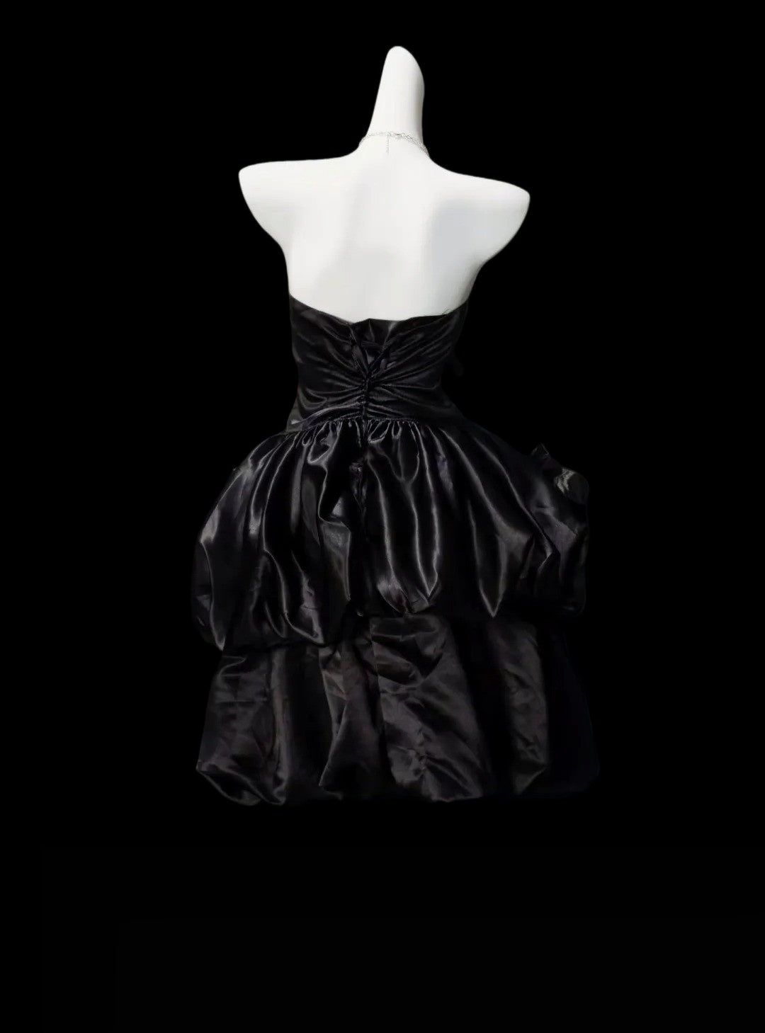 Strapless Black Satin A Line Homecoming Dress Birthday Dress  P1970
