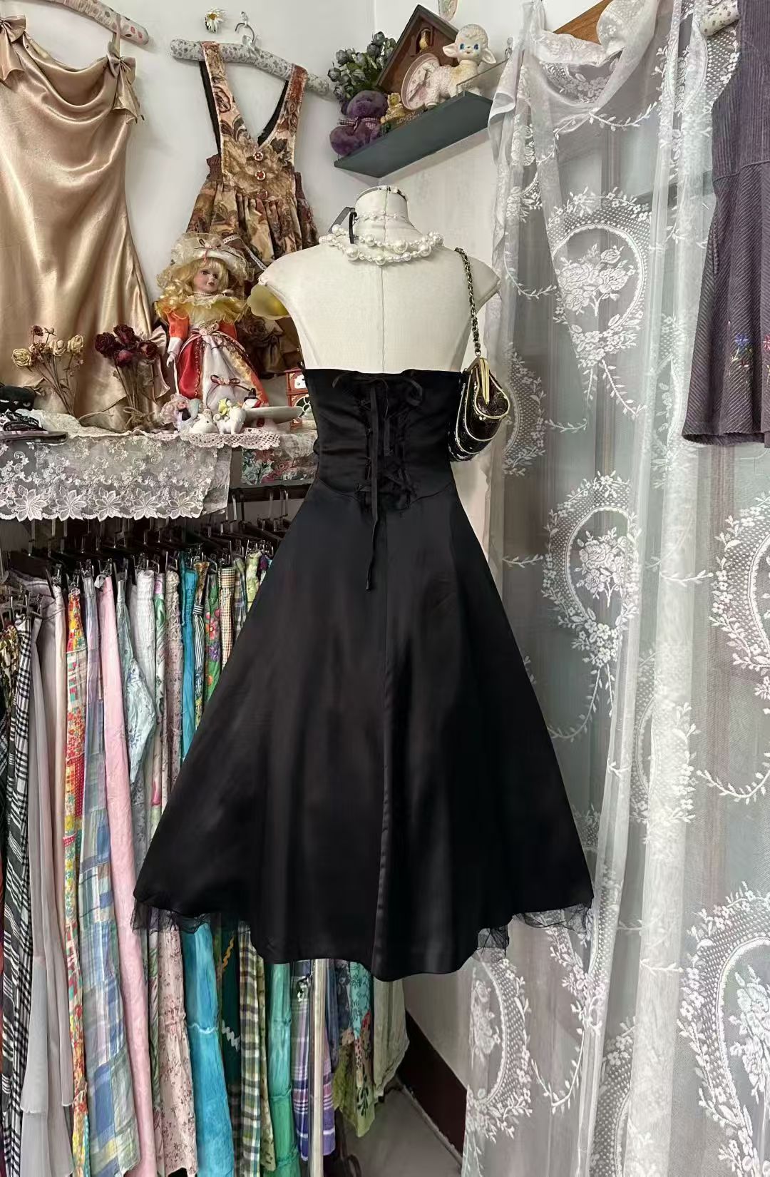 Strapless Black Satin Homecoming Dress Short Birthday Dress   P2073