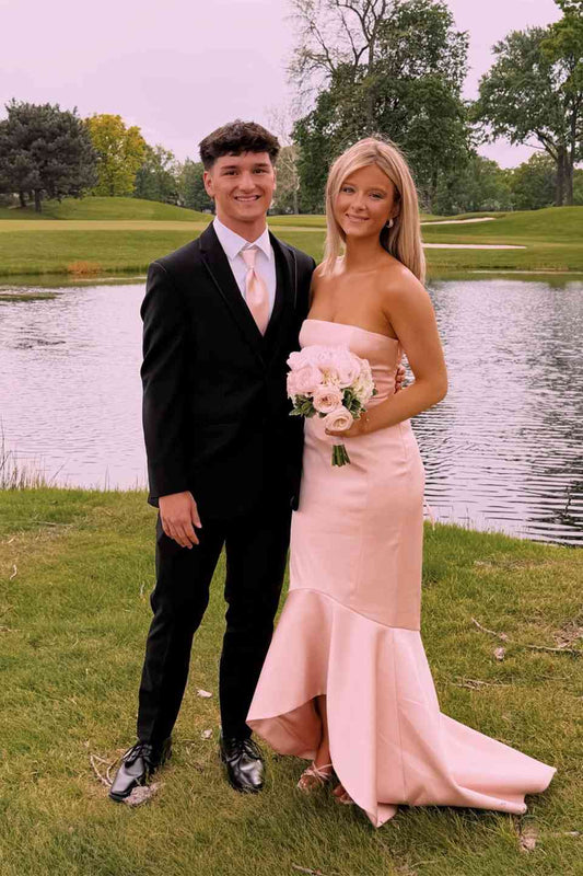 Strapless Blush Pink Mermaid Long Prom Dress  P2471