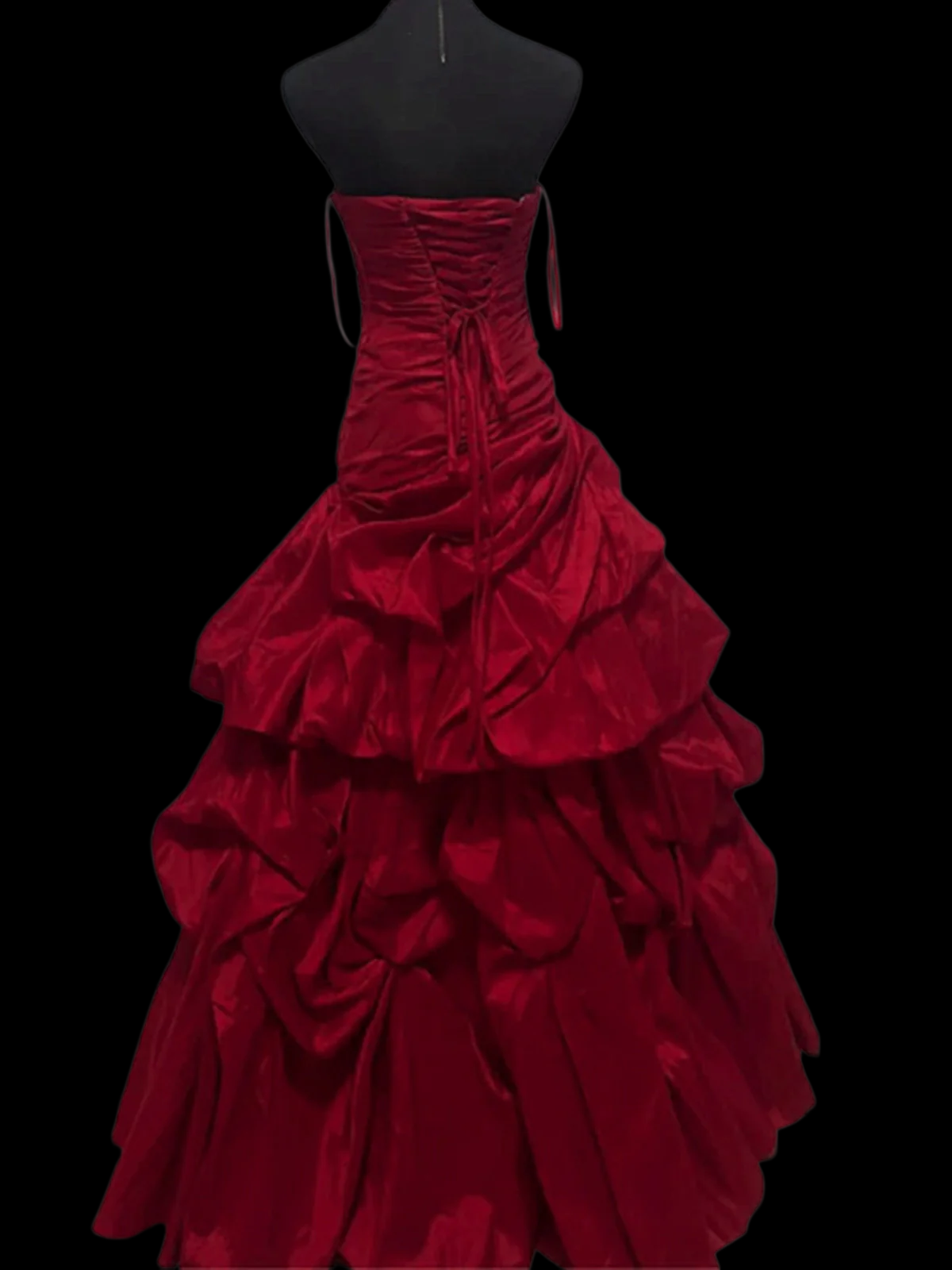 Strapless Burgundy A Line Prom Dress Formal Evening Dress  P985