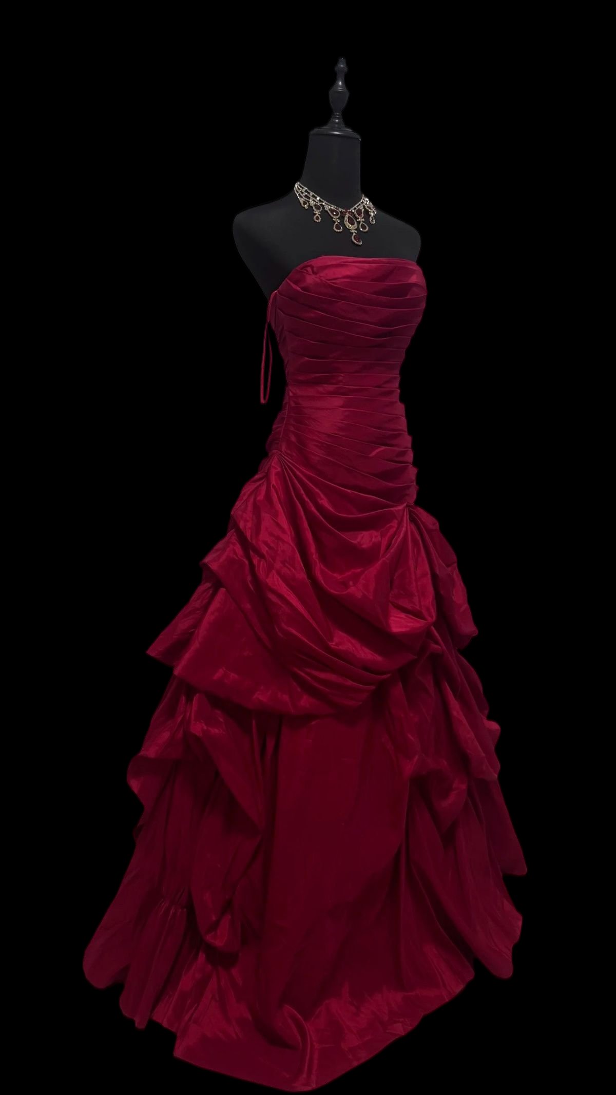 Strapless Burgundy A Line Prom Dress Formal Evening Dress  P985