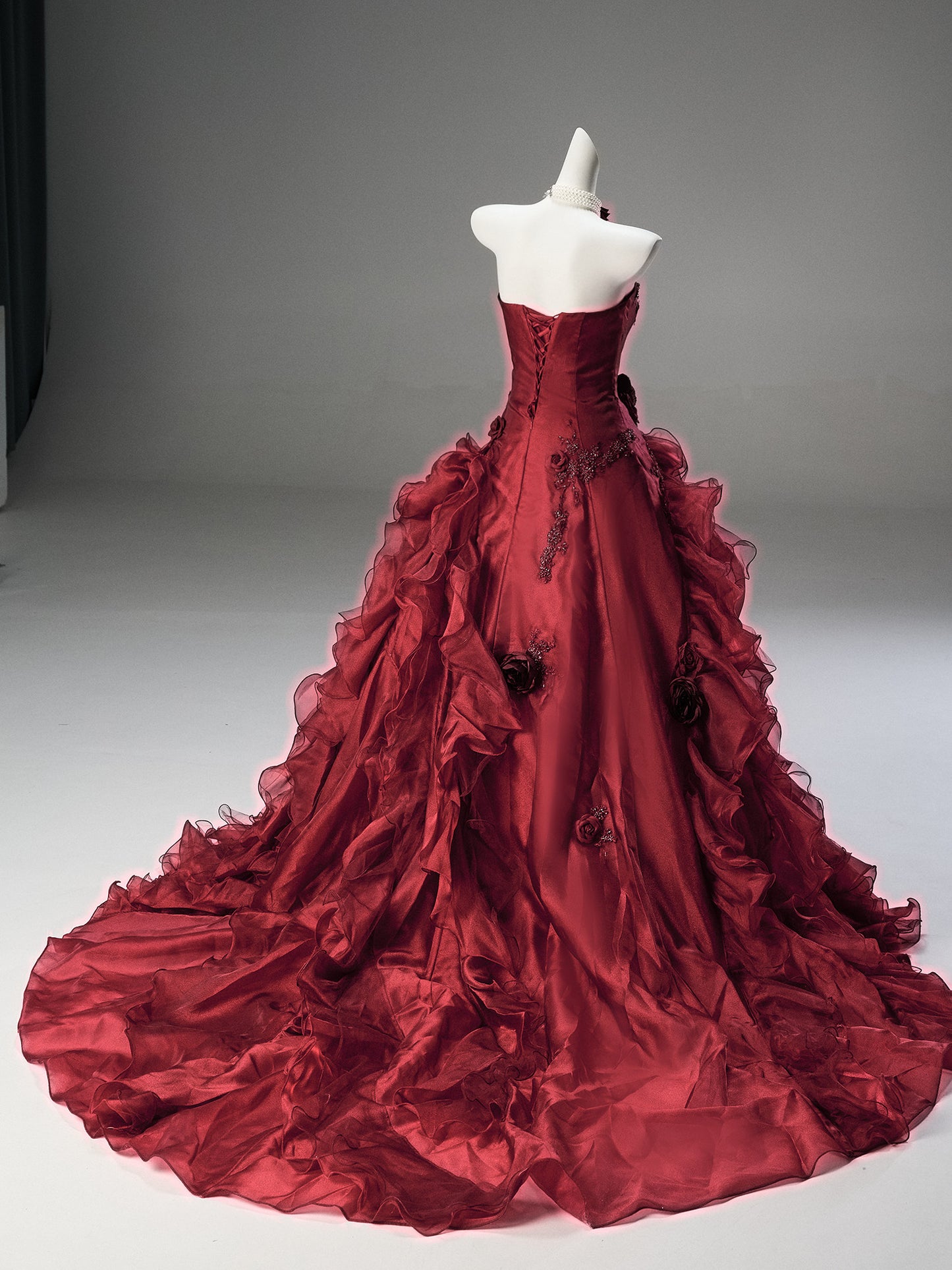 Strapless Burgundy Ball Gown Quinceanera Dresses Sweet 16 Birthday Gown  P1188