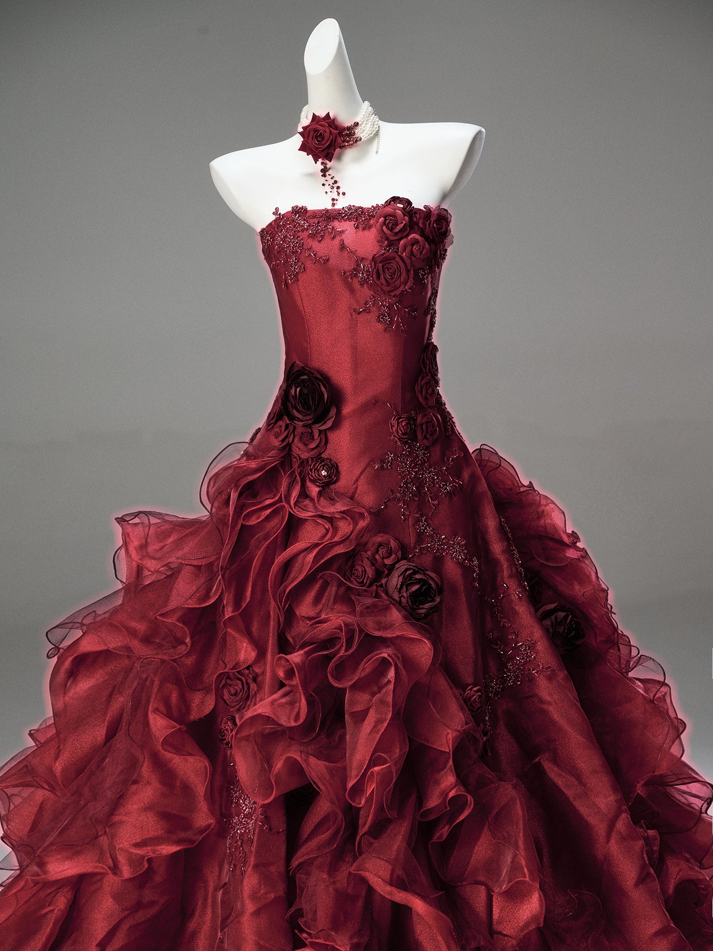 Strapless Burgundy Ball Gown Quinceanera Dresses Sweet 16 Birthday Gown  P1188