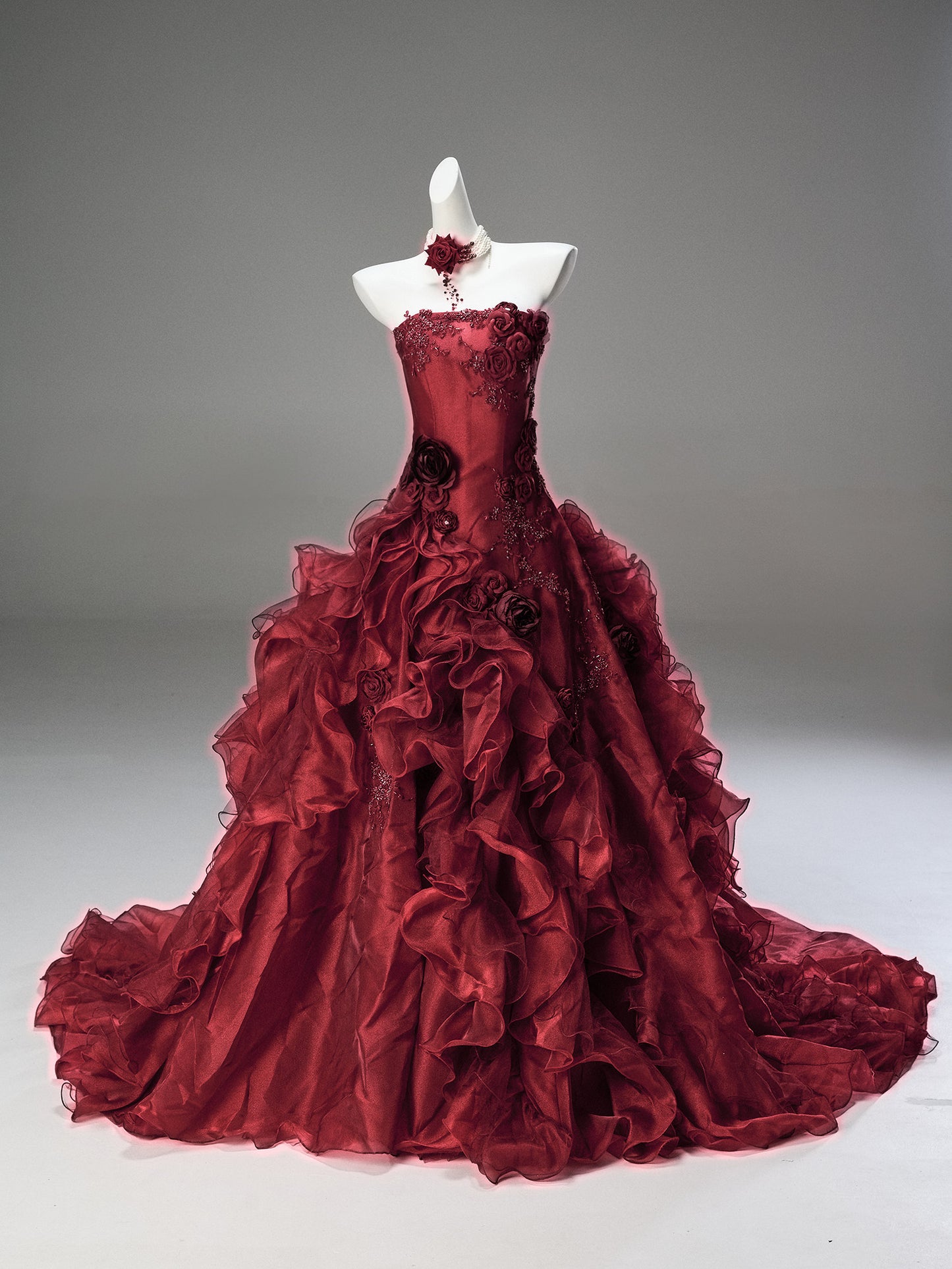 Strapless Burgundy Ball Gown Quinceanera Dresses Sweet 16 Birthday Gown  P1188