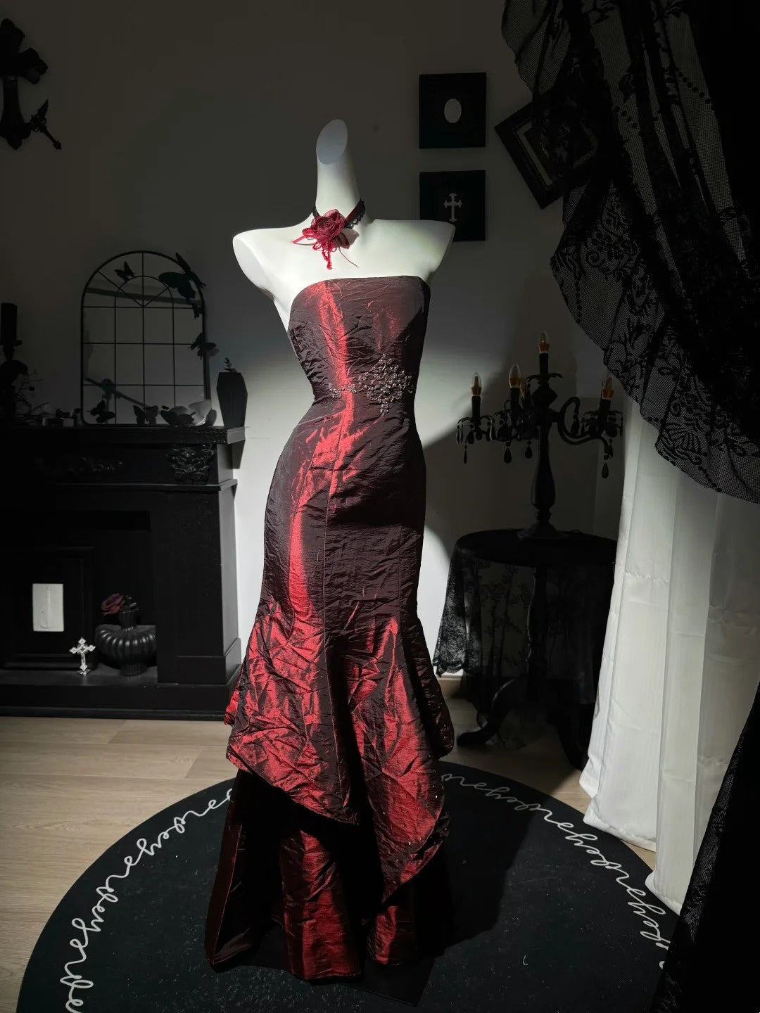 Strapless Burgundy Mermaid Prom Dress Formal Evening Dress  P1797