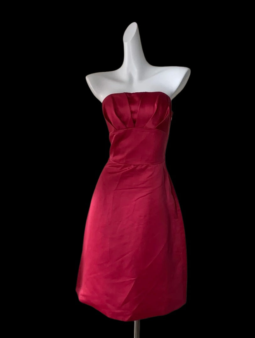 Strapless Burgundy Satin Sheath Homecoming Dress Short Party Dress  P1870
