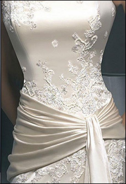 Strapless Champagne Sheath Prom Dress With Appliques  P1086