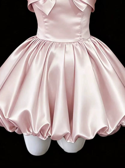 Strapless Cute Pink Birthday Dress Mini Homecoming Dress  P1404