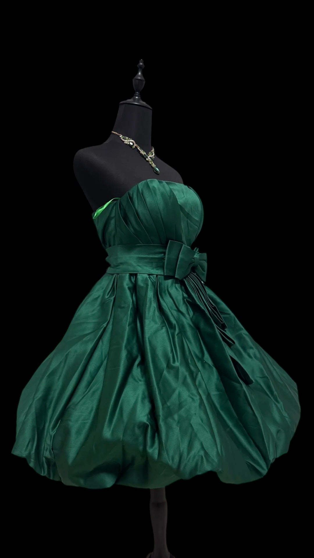 Strapless Green Satin Homecoming Dress Short Birthday Dress  P2415