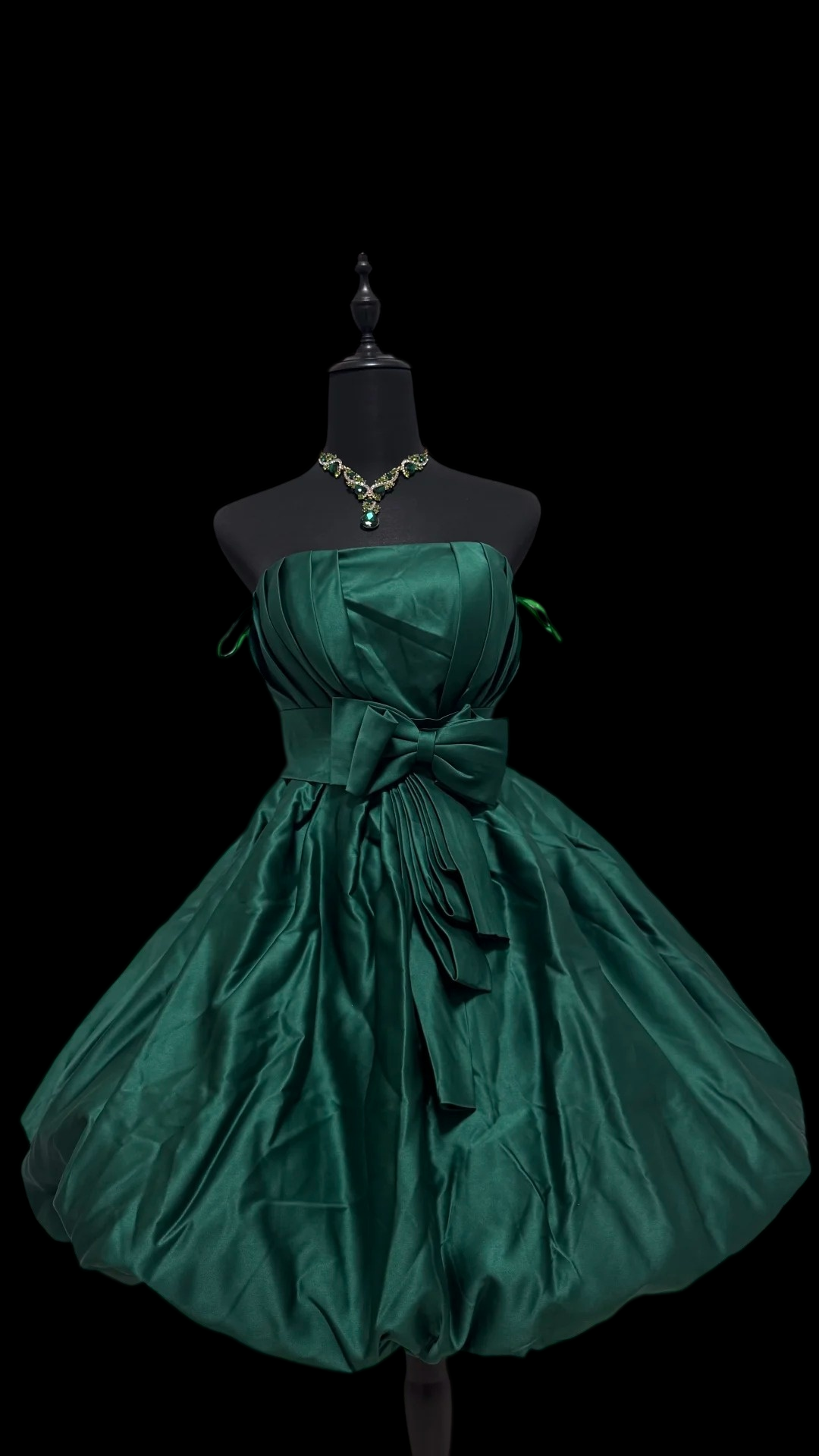 Strapless Green Satin Homecoming Dress Short Birthday Dress  P2415