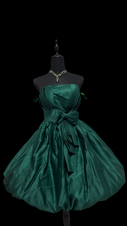 Strapless Green Satin Homecoming Dress Short Birthday Dress  P2415
