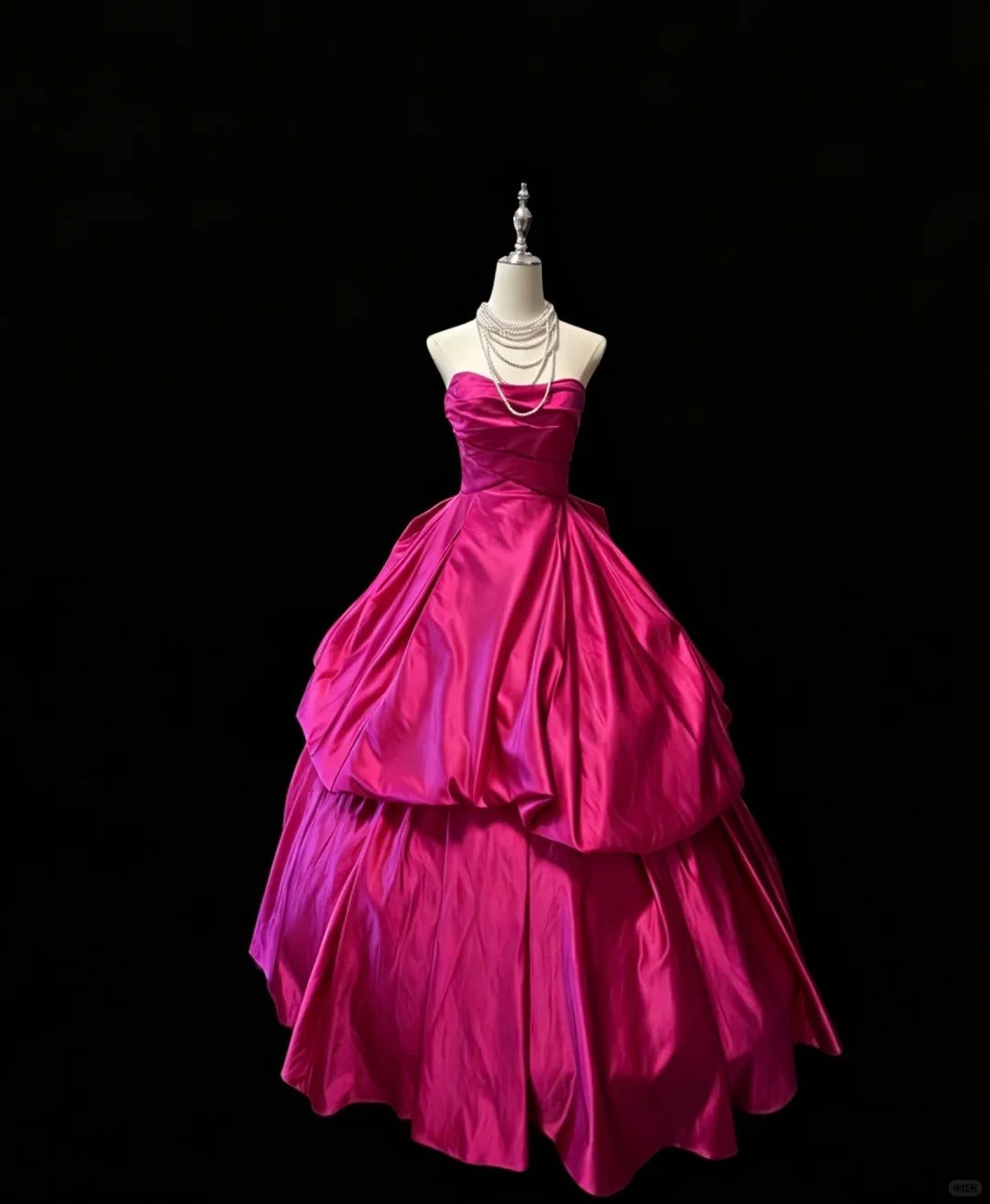 Strapless Hot Pink Satin Prom Dress Birthday Dress   P1314