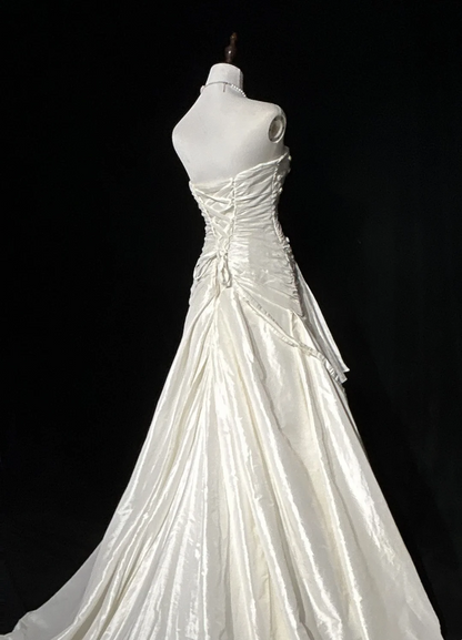 Strapless Ivory Taffeta Sheath Wedding Dress For Bridal  P831