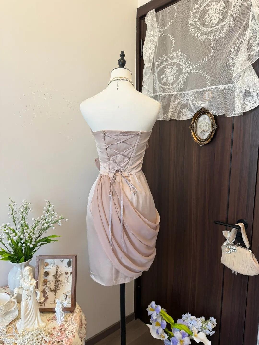 Strapless Khaki Sheath Homecoming Dress Short Birthday Dress  P1895