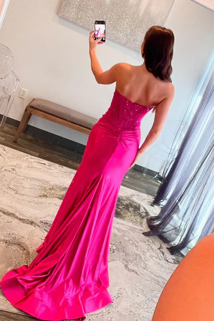 Strapless Lace Appliques Mermaid Party Prom Dress   P1012