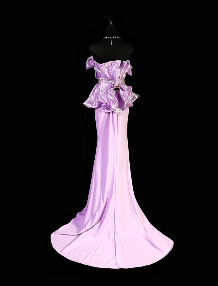Strapless Lilac Mermaid Prom Dress Formal Evening Gown   P1784