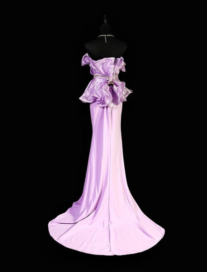 Strapless Lilac Mermaid Prom Dress Formal Evening Gown   P1784
