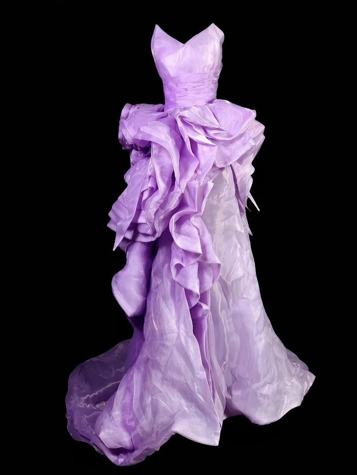 Strapless Lilac Organza Formal Evening Dress Birthday Dress   P1776