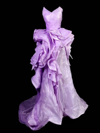 Strapless Lilac Organza Formal Evening Dress Birthday Dress   P1776