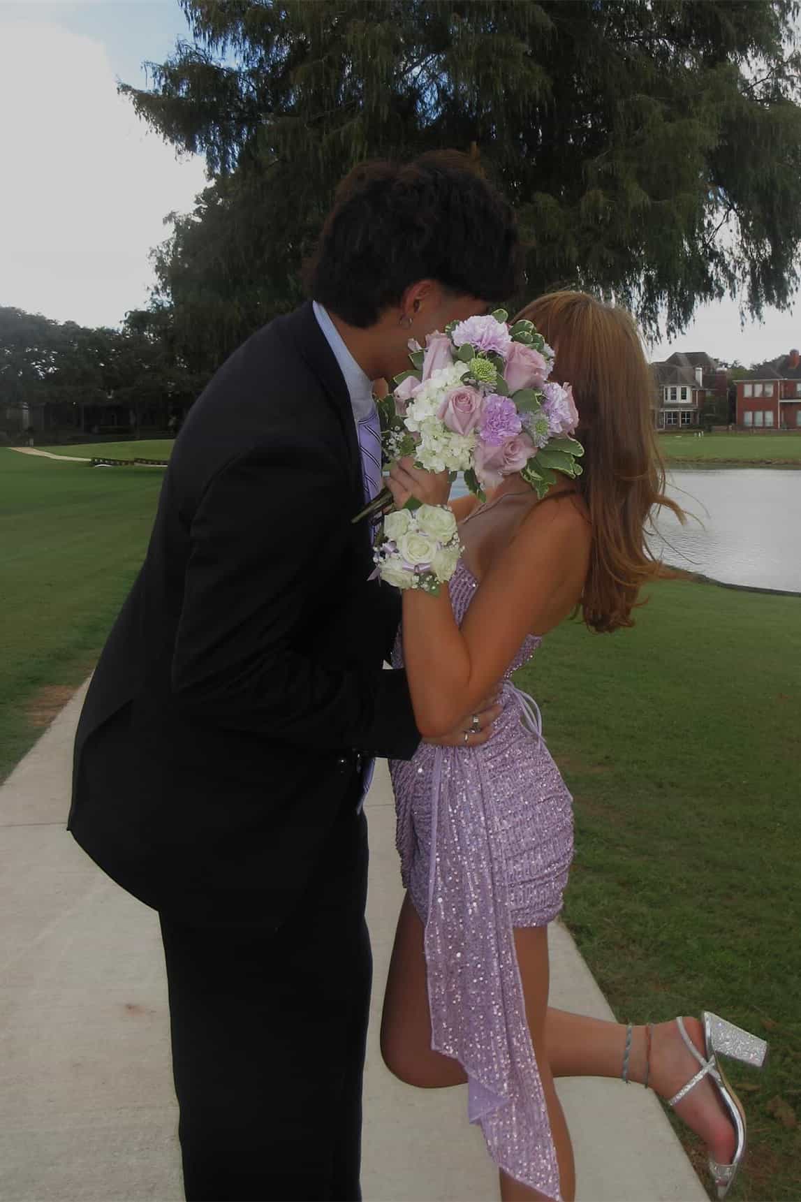 Strapless Lilac Sequin Short Homecoming Dress With Train  P1861