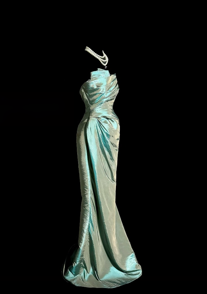 Strapless Mermaid Retro Prom Dress Taffeta Evening Gown  P2605