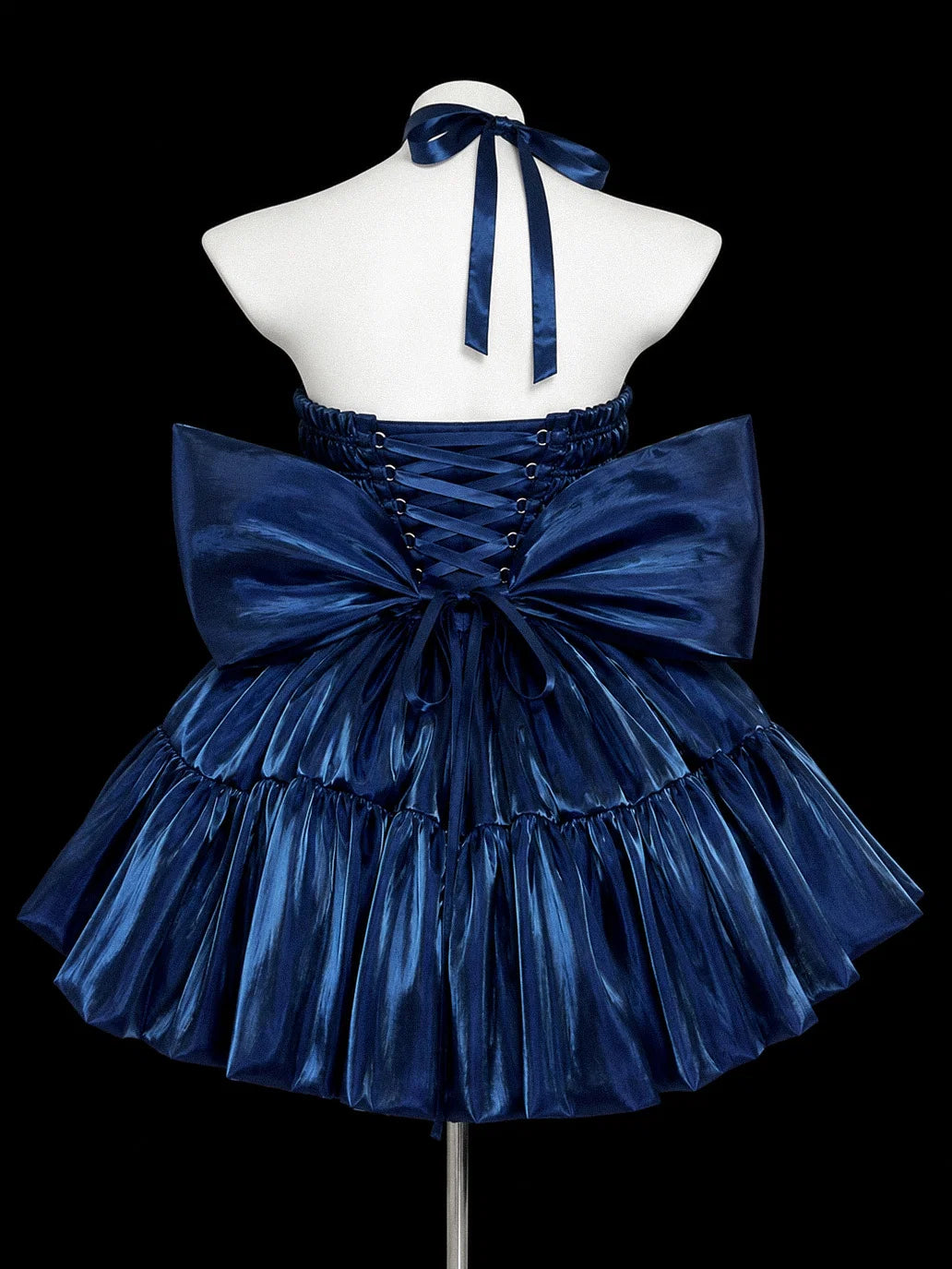 Strapless Navy Blue Birthday Dress A Line Homecoming Dress With Bow Knot  P1916