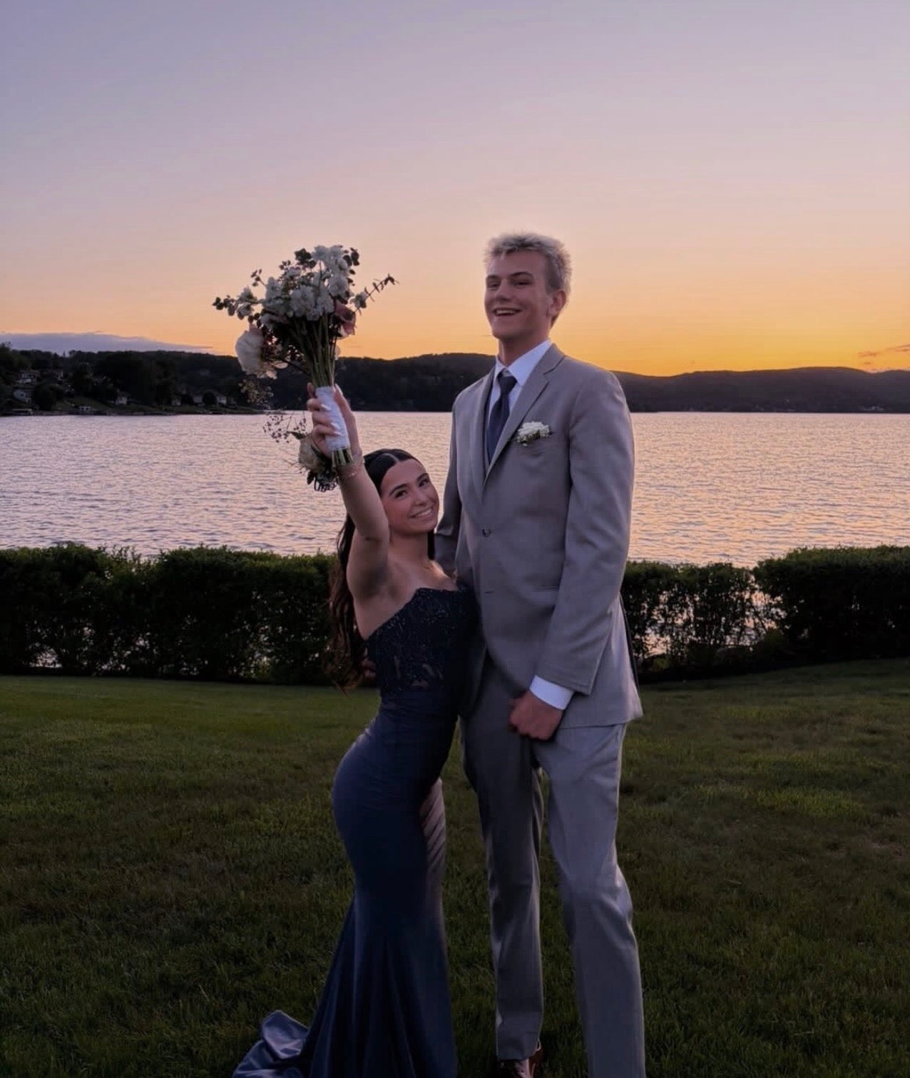 Strapless Navy Blue Mermaid Prom Dress Satin Evening Dress  P1582