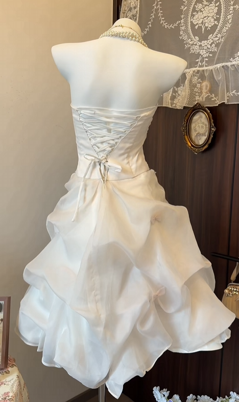 Strapless Organza A Line Homecoming Dress Short Birthday Dress  P1882