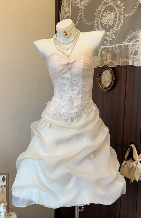 Strapless Organza A Line Homecoming Dress Short Birthday Dress  P1882